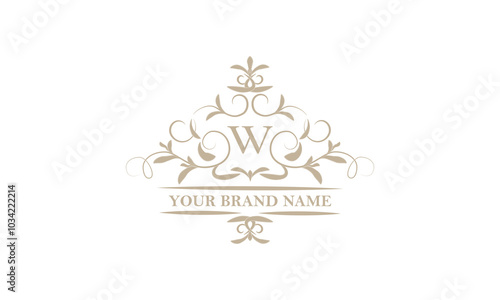 Monogram design template for one or two letters, for example W. Calligraphic elegant ornament. Vector logo for business, heraldry, boutiques, restaurant, etc.