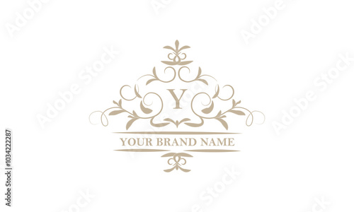 Monogram design template for one or two letters, for example Y. Calligraphic elegant ornament. Vector logo for business, heraldry, boutiques, restaurant, etc.