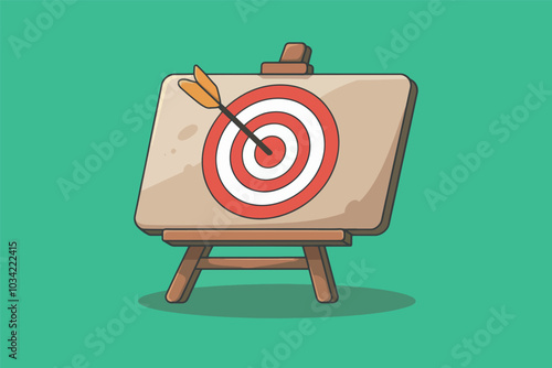 Easel with target, business concept, strategy and objective.