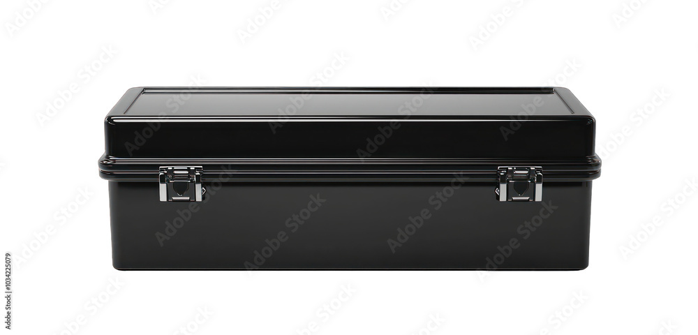 Black, sleek, and modern toolbox for a professional look, isolated on white. Black, sleek, and modern toolbox for a professional look, isolated on white.