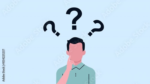 Man Pondering with Multiple Question Marks, Representing Uncertainty and Decision Making