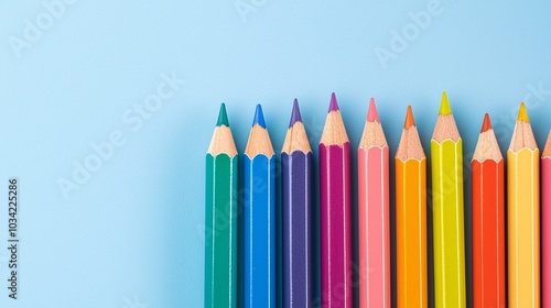 Minimalist Desk Setup with Organized Office Supplies - Vibrant Pencils and Pens for a Clean Sleek Workspace Aesthetic