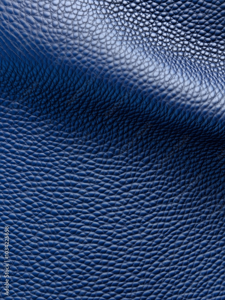 Close-up of blue textured leather surface with natural grain pattern. Close-up of blue textured leather surface with natural grain pattern.