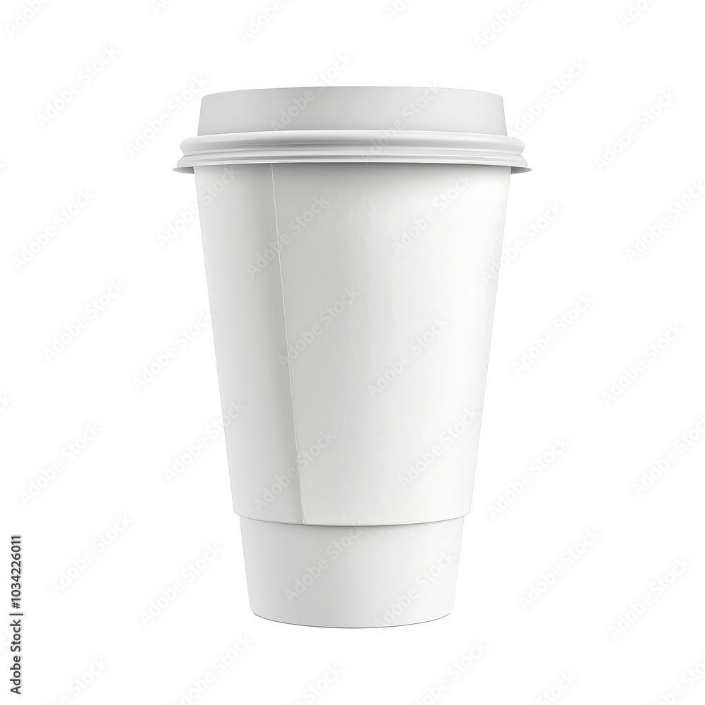 A plain white disposable cup stands on a flat surface, showcasing its smooth exterior and minimalist design in a well-lit environment A plain white disposable cup stands on a flat surface, showcasing its smooth exterior and minimalist design in a well-lit environment
