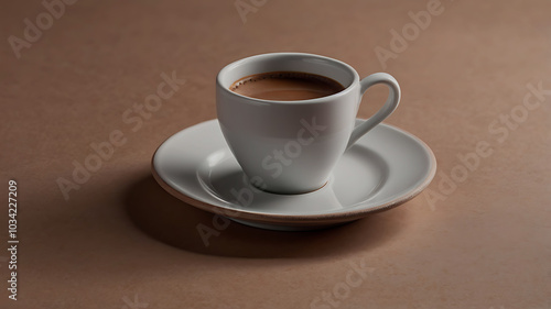 Coffee mug hot drink paper cup icon illustrated cinnamon and saucer wooden table realistic ove background