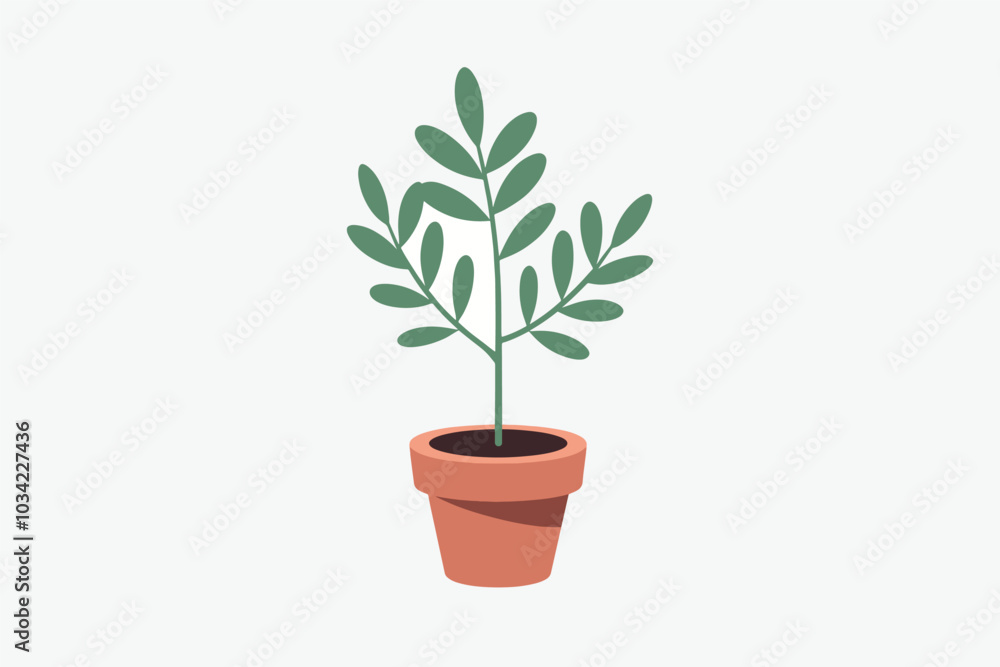 Small plant in a pot, concept of environmental preservation and sustainability, white background. Small plant in a pot, concept of environmental preservation and sustainability, white background.