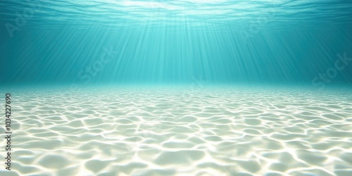 Underwater Sunlight Rays Shining on Sandy Seabed