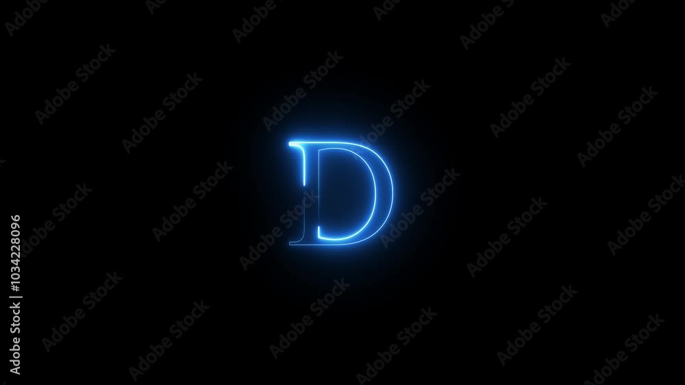 Neon letter D animated video Neon letter D animated video