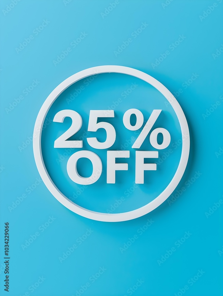 White '25% OFF' Promotional Sign on a Blue Background White '25% OFF' Promotional Sign on a Blue Background