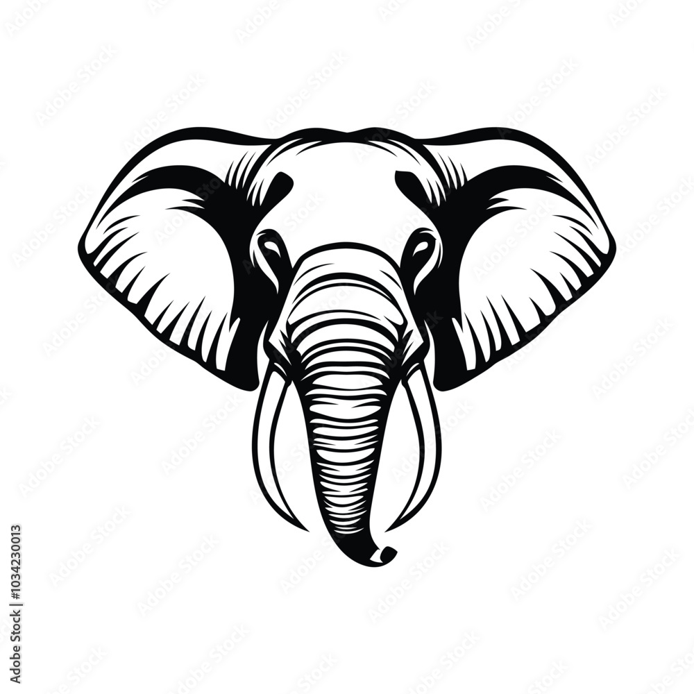 Elephant Silhouette Icon in Black and White Vector Illustration Elephant Silhouette Icon in Black and White Vector Illustration