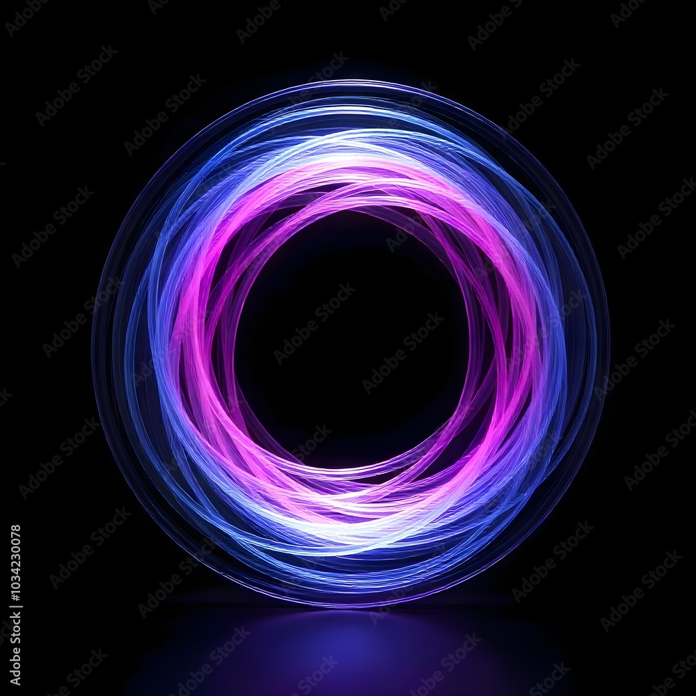 A Glowing Circular Pattern of Intertwining Blue and Purple Lines Creates a Hypnotic Visual Effect A Glowing Circular Pattern of Intertwining Blue and Purple Lines Creates a Hypnotic Visual Effect
