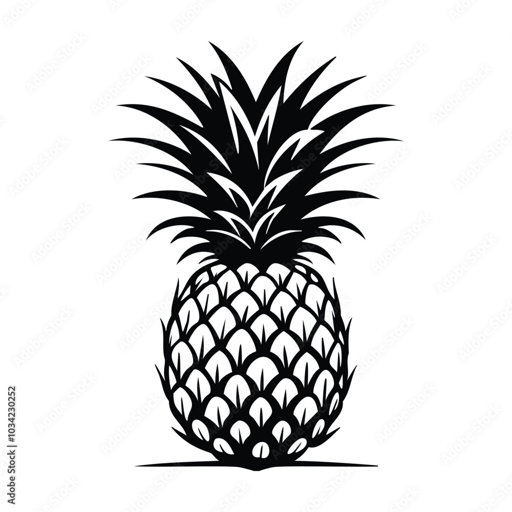 Pineapple Icon Vector Design with Silhouette Style Pineapple Icon Vector Design with Silhouette Style
