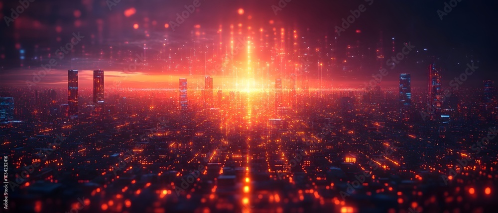 Obraz premium Luminous digital environment suitable for showcasing advanced scientific instrumentation data processing and analysis computational modeling and information archiving