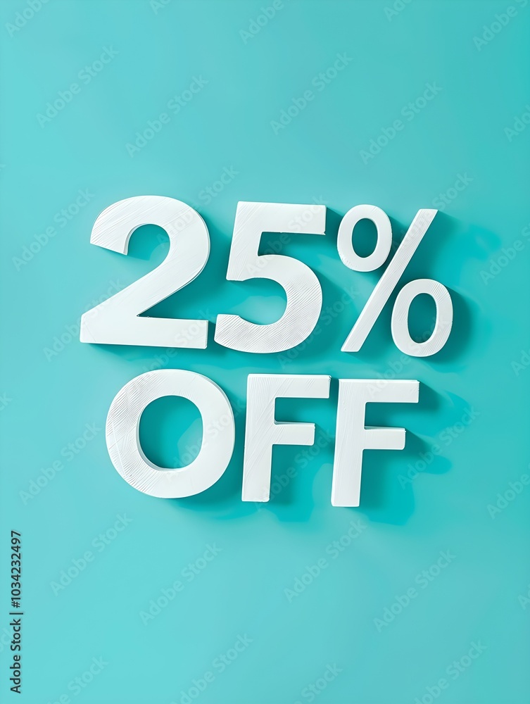 White '25% OFF' Promotional Sign on a Cyan Background White '25% OFF' Promotional Sign on a Cyan Background