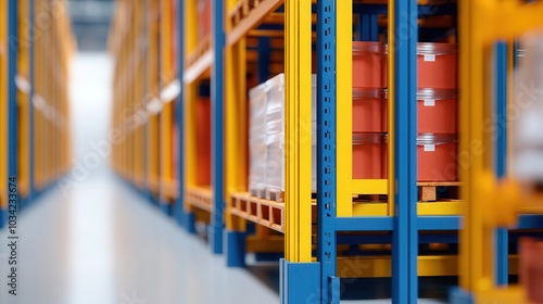 Warehouse design with automated pallet systems, blueprint focused on speed and efficiency