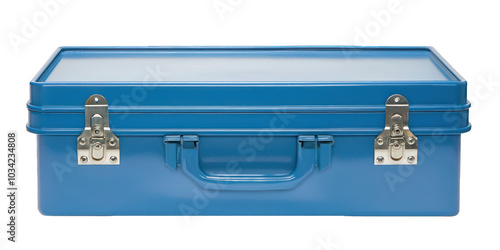 Spacious blue toolbox for hand tool storage, isolated on a white background.