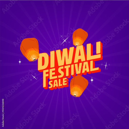 Diwali Festival Sale typography, Text unit for social media banner design 