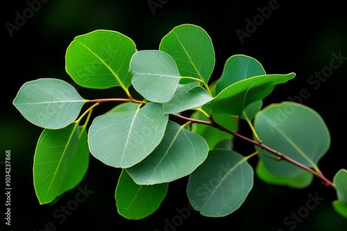 Hyper-detailed view of eucalyptus leaves in Australia, capturing every fine texture photo