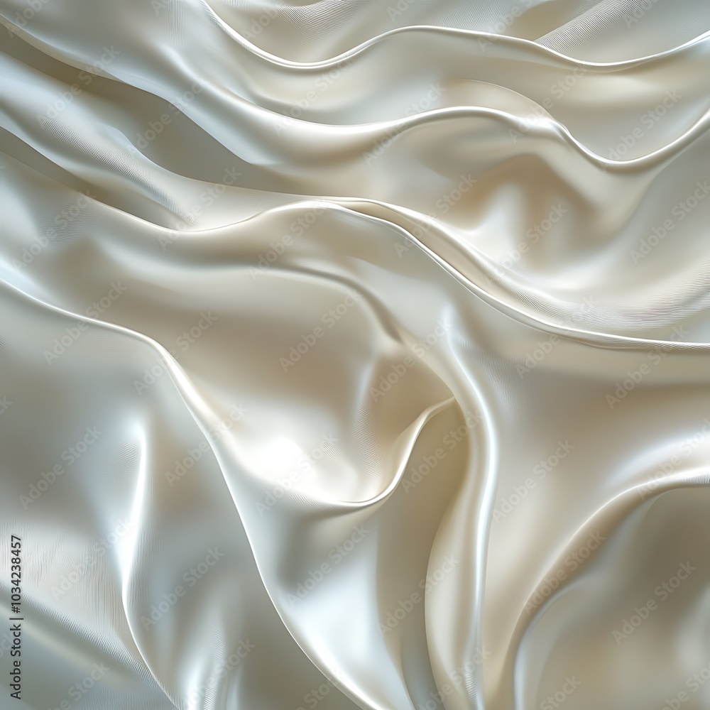 Fototapeta premium A close-up of smooth, flowing silk fabric in a soft, elegant cream color.