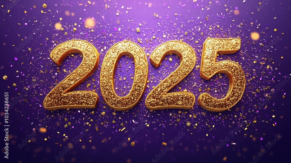 2025 New Year on violet background.
2025 New Year on violet background.