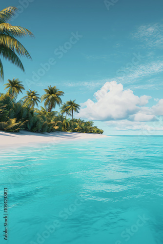 Tropical beach with clear blue water