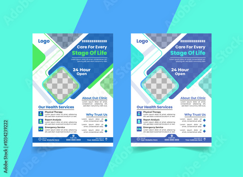 Creative And Modern Medical Flyer Design Layout With Vibrant Elements