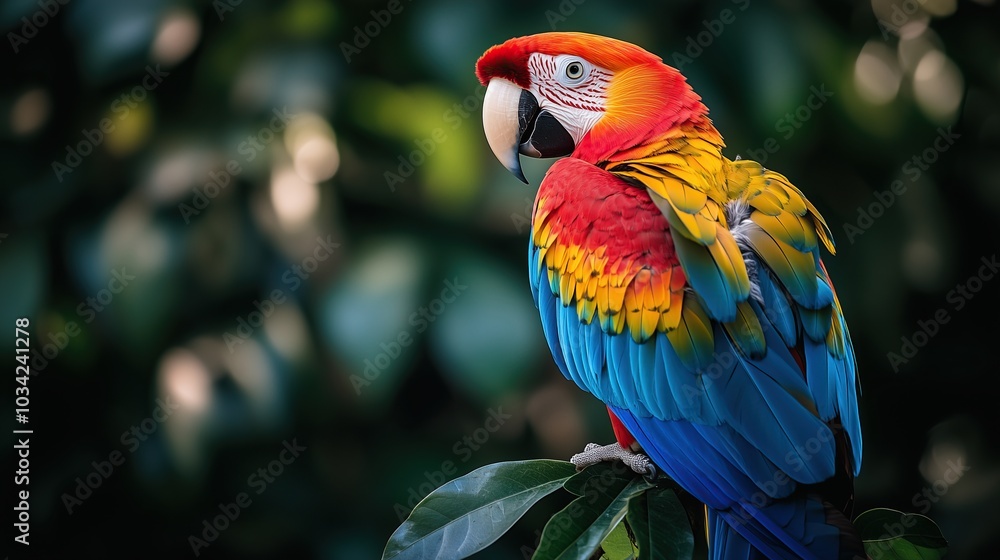 Obraz premium Vibrant Exotic Parrot with Colorful Feathers in Dreamy Lighting