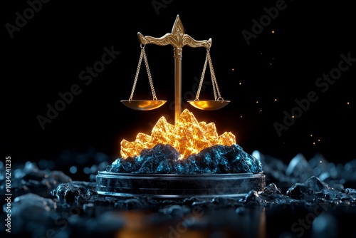 Minimalist representation of scales tipped towards light, symbolizing good winning over evil