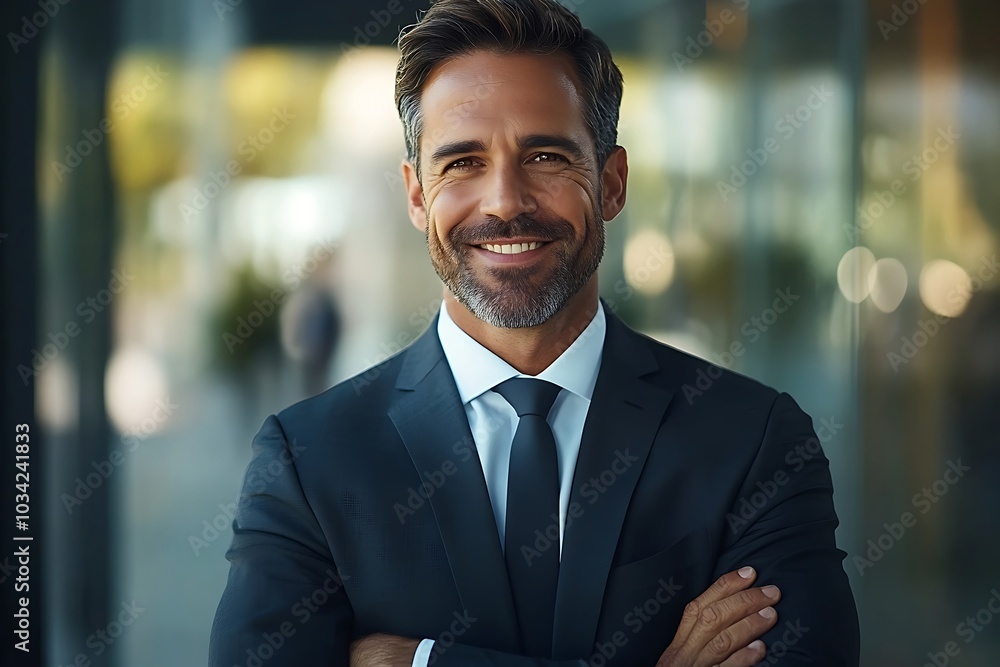 Successful Businessman in Sharp Suit with a Confident Expression Successful Businessman in Sharp Suit with a Confident Expression