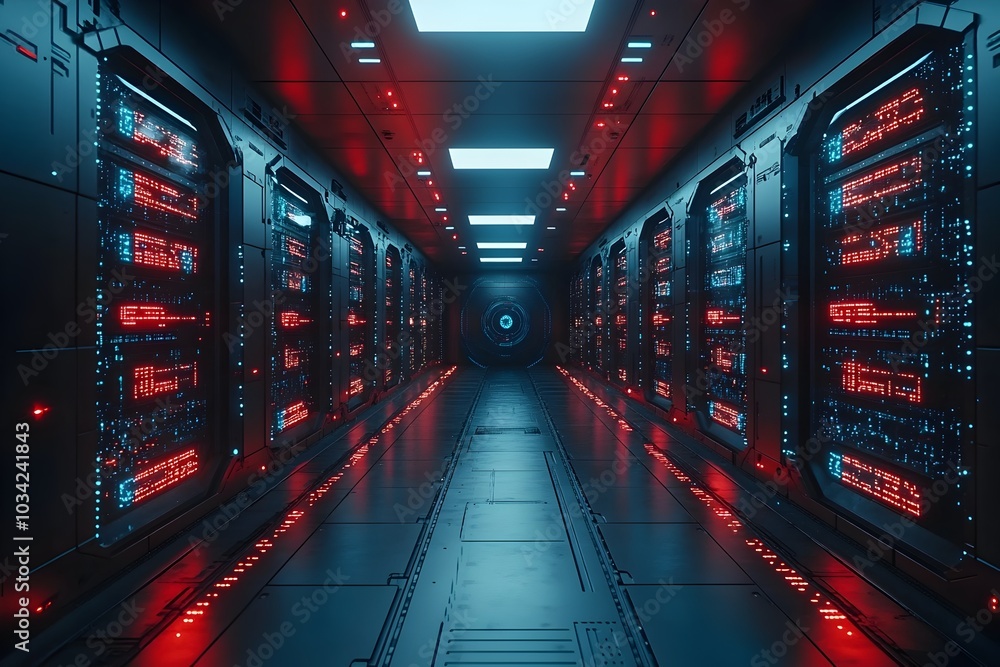 Fototapeta premium Minimalist digital space highlighting the future of technological innovation quantum computing cryptography and cybersecurity