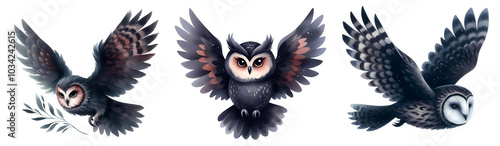 Owl watercolor painting cutout png clip art transparent photo