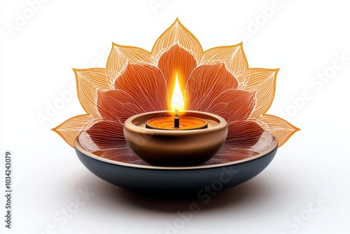 Outline of an oil lamp glowing softly, representing the simplicity of Amavasya rituals photo