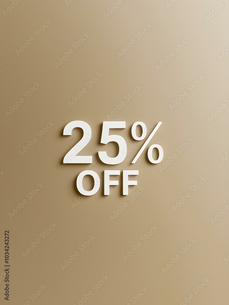 White '25% OFF' Promotional Sign on a Khaki Background White '25% OFF' Promotional Sign on a Khaki Background