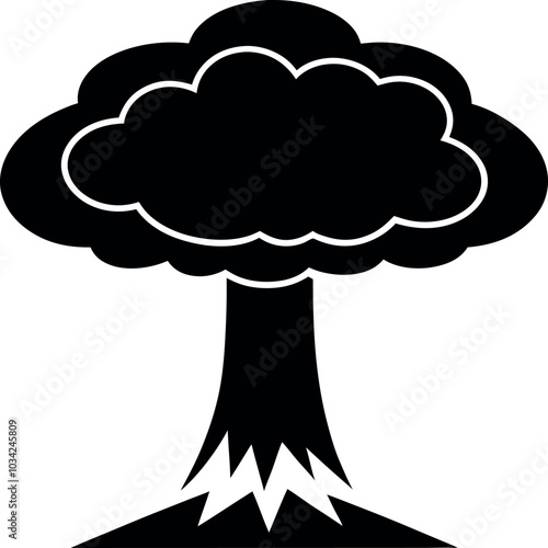 Nuclear explosion mushroom cloud  icon vector