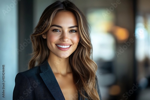 Wallpaper Mural Young Attractive Woman in Casual Corporate Attire Smiling Torontodigital.ca