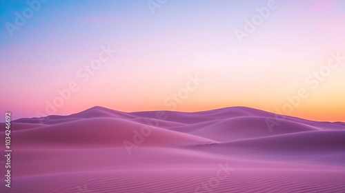 Serene Light Purple Dunes at Sunset - Calming Pastel Sky Over Smooth Sands for Tranquil Landscape Photography