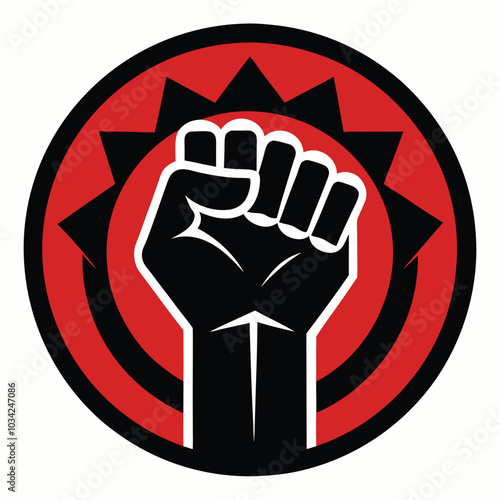 Raised fist logo. Raised black fist vecor icon. Victory, rebel symbol design