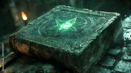 The Green Book is Open with an Old Sword Stuck in It: A Mystical Composition of Knowledge and Power. 