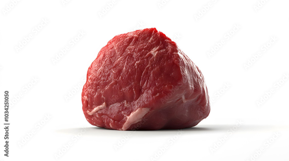 Freshly cut beef displayed on a clean white background, emphasizing texture and color, ideal for culinary presentations and marketing. Freshly cut beef displayed on a clean white background, emphasizing texture and color, ideal for culinary presentations and marketing.