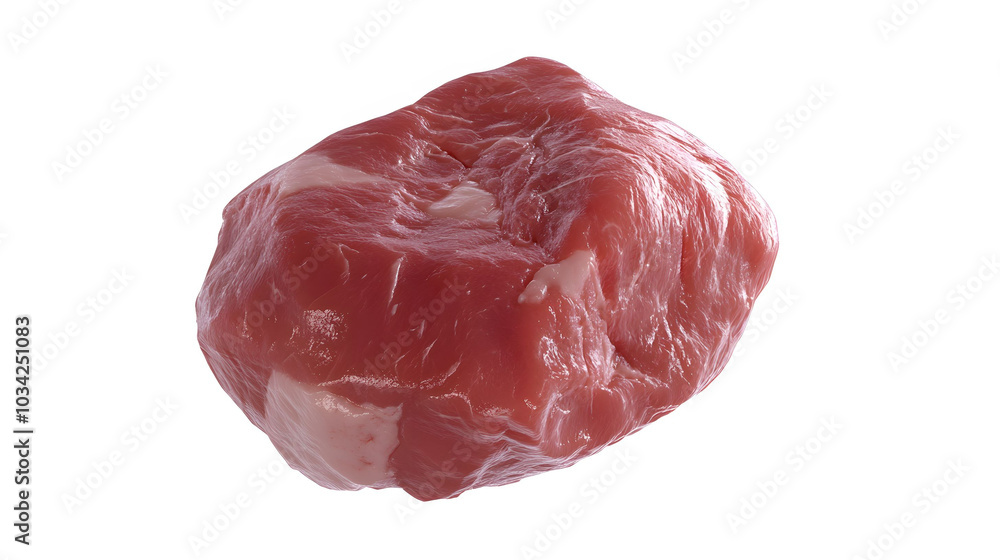 Raw meat displayed on a white background, showcasing rich textures and colors, emphasizing the freshness and quality of the product Raw meat displayed on a white background, showcasing rich textures and colors, emphasizing the freshness and quality of the product
