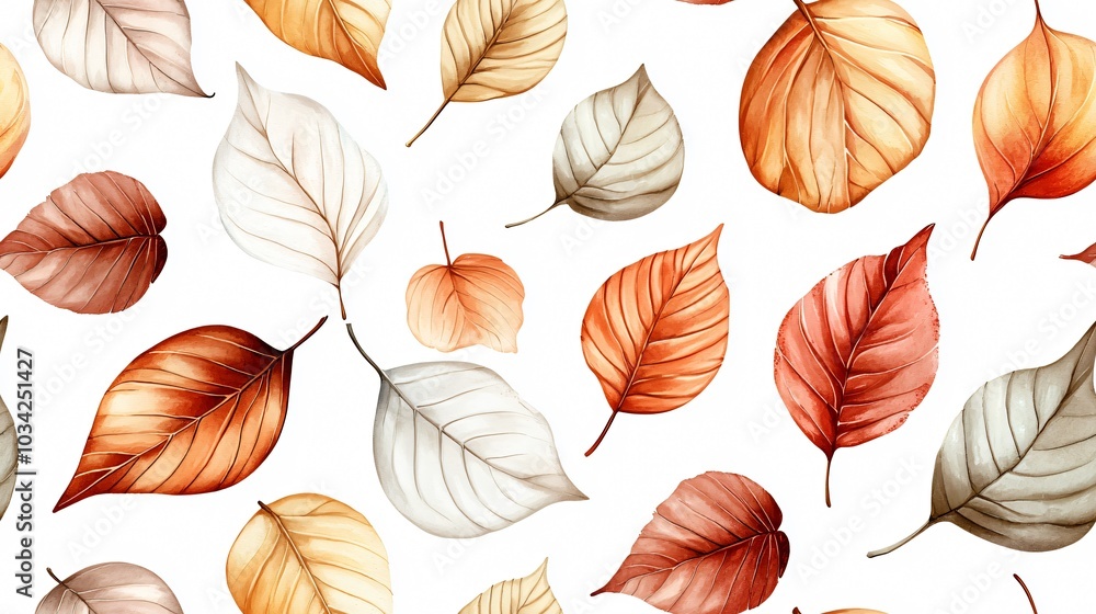 Elegant Watercolor Leaves Pattern: A Captivating Display of Autumn Colors and Natural Beauty Elegant Watercolor Leaves Pattern: A Captivating Display of Autumn Colors and Natural Beauty