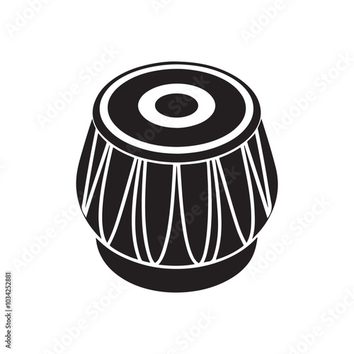 Tabla silhouette vector, black and white silhouette, vector and illustration
