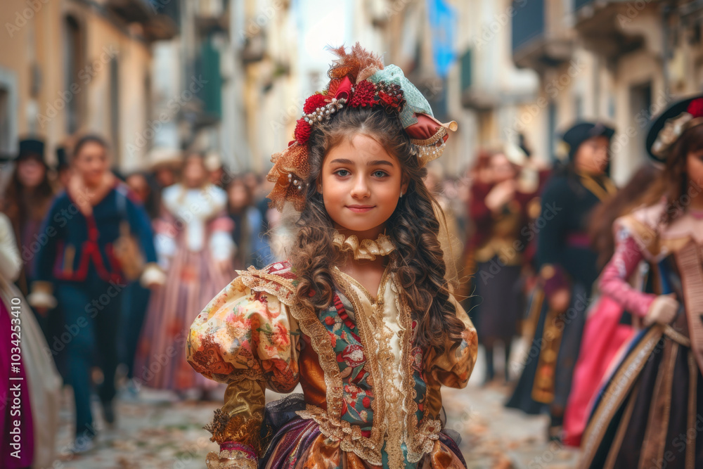 Girl in Venetian carnival costume. Girl in Venetian carnival costume.