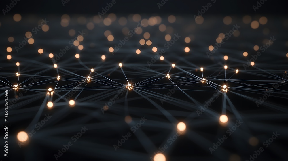 Fototapeta premium Network connection concept black background illustration. 