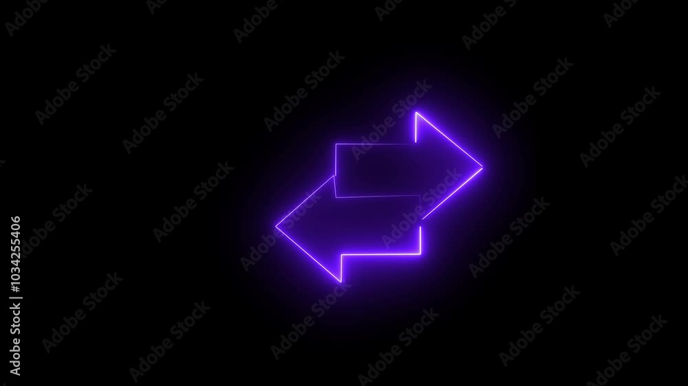 purple color abstract neon line glowing double arrow animation. 4k video.arrow icon purple color abstract neon line glowing double arrow animation. 4k video.arrow icon
