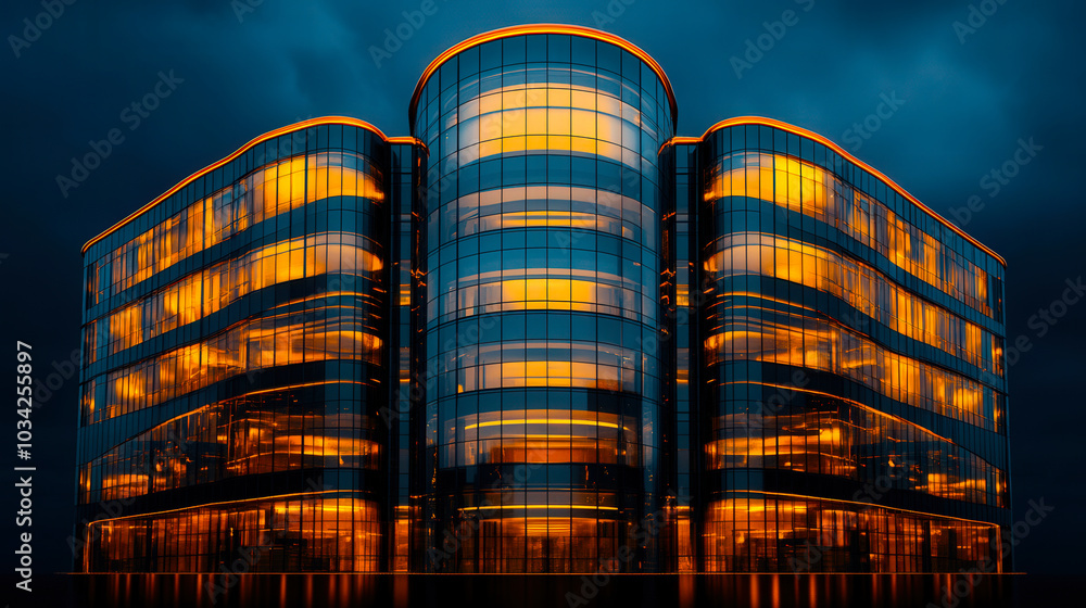 Office buildings with rounded corners Office buildings with rounded corners