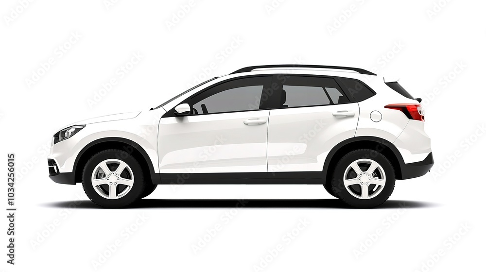 Car On White. Stylish Silver Compact Hatchback Isolated on White Background Car On White. Stylish Silver Compact Hatchback Isolated on White Background