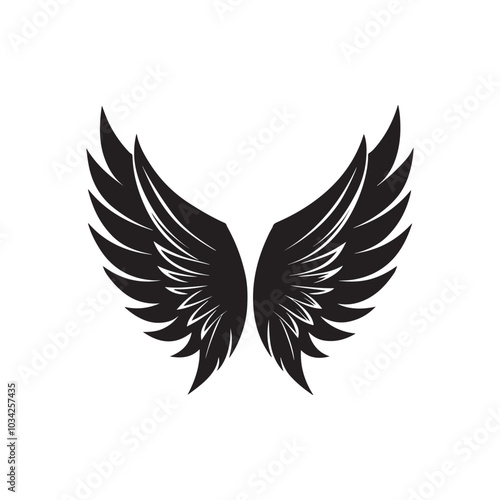 wings silhouette vector, black and white silhouette, vector and illustration