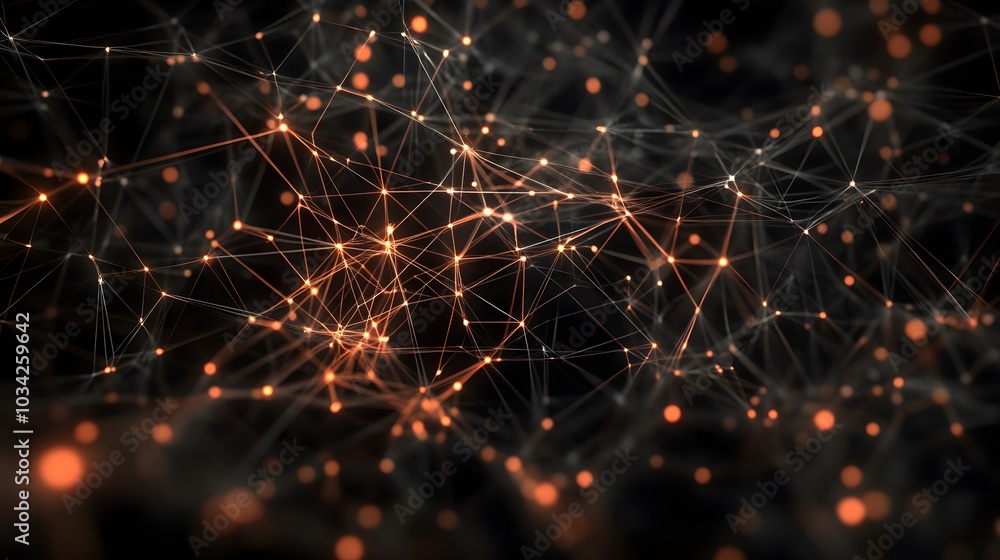 Fototapeta premium Network connection concept black background illustration.