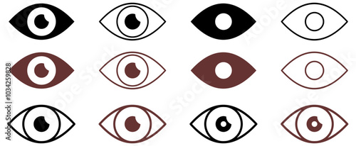 eye icon set. eyesight symbol , eye, view, vision icons in flat style.